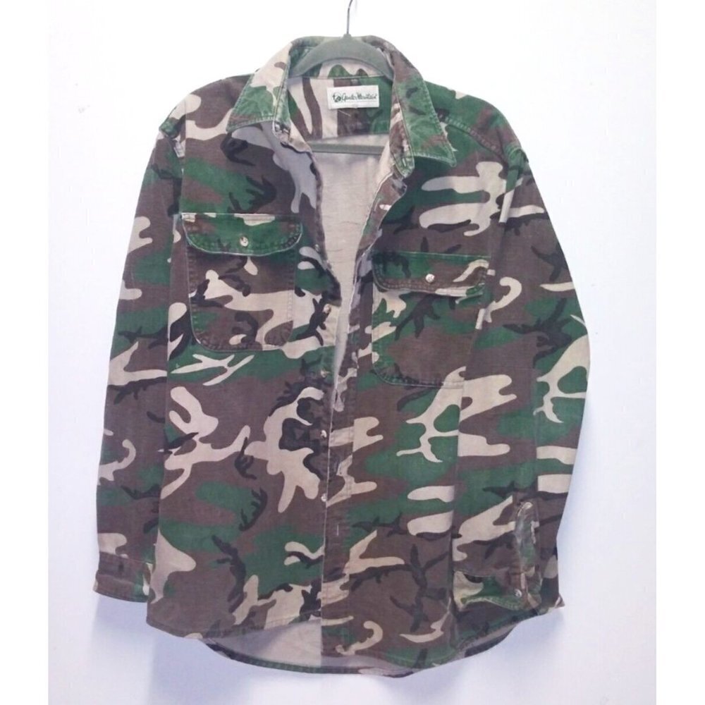 Gander Mountain Mens XL Hunting Shirt Camouflage Button-up flap pockets L/S USA